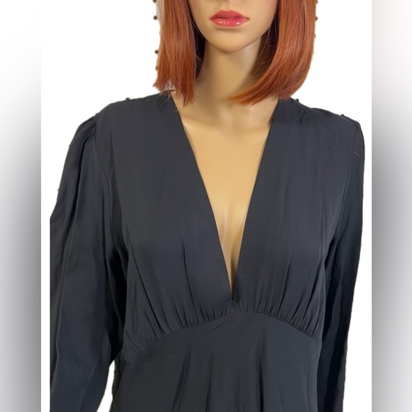 NWT ZARA Flowy Midi Dress Longsleeve XL Anthracite Grey - Picture 2 of 15